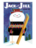 Smiley Snowman - Jack and Jill, January 1957 Giclee Print by Jack Weaver