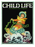 Riding the Tortouise - Child Life, August 1925 Giclee Print by Hazel Frazee