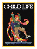 Skating Lesson - Child Life, March 1931 Giclee Print by Hazel Frazee