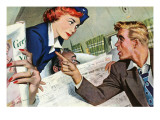 The Passenger Hated Redheads  - Saturday Evening Post "Leading Ladies", August 13, 1949 pg.24 Giclée-Druck von Joe deMers