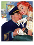 The Pilot Hated Stewardesses - Saturday Evening Post "Leading Ladies", May 15, 1954 pg.36 Giclee Print by Robert Meyers