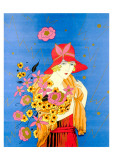 Art Deco Lady with Flowers Posters