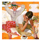 Where Were You Last Night - Saturday Evening Post "Leading Ladies", July 5, 1958 pg.15 Giclee Print by Joe Bowler