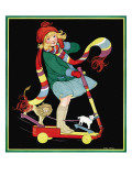 The Girl and the Scooter - Child Life, March 1928 Giclee Print by Hazel Frazee