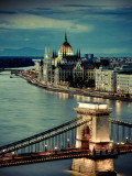 Hungary, Budapest, Parliament Buildings, Chain Bridge and River Danube Photographic Print by Michele Falzone