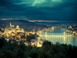 Hungary, Budapest, Castle District, Royal Palace and Chain Bridge over River Danube Photographic Print by Michele Falzone