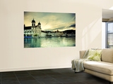 Switzerland, Lucern (Luzern), Jesuit Church and River Reuss Wall Mural by Michele Falzone