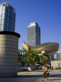 Barceloneta Beach and Port Olimpic with Frank Gehry Sculpture, Barcelona, Spain Photographic Print by Carlos Sanchez Pereyra