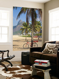 Brazil, Rio De Janeiro, Leblon Beach, Bike Leaning on Palm Tree Wall Mural by Jane Sweeney