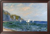 Cliffs and Sailboats at Pourville Framed Giclee Print by Claude Monet