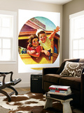 "Kids Riding Trolley," July 20, 1940 Wall Mural by Frances Tipton Hunter