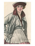 Woman in Outfit and Matching Hat Giclee Print