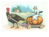 Little Chef Riding Turkey Carriage Giclee Print