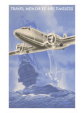 Travel Memories are Timeless, Airplane and Galleon Giclee Print