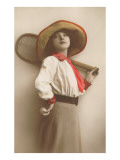 Devil-May-Care Woman Tennis Player in Hat Lámina giclée