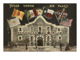 Texas under Six Flags, Alamo, San Antonio, Texas Print