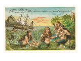 Victorian Advertisement for Hair Tonic, Mermaids Lámina giclée