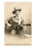 Greetings from Nashville, Singing Cowboy with Guitar Lámina giclée Greetings from Nashville, Singing Cowboy with Guitar Lámina giclée
