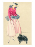 Fashionable Woman with Pomeranian Poster