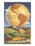 Enjoy Your Travels, Globe with Americas Giclee Print