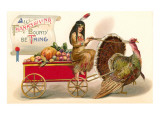 Greetings, Indian Maiden with Turkey Cart Prints