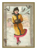Victorian Girl Ice Skating Giclee Print