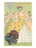 Happy Thanksgiving, Grande Dame with Turkey Giclee Print