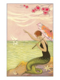 Mermaid Waving at Sailboats reproduction procédé giclée