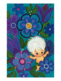 Baby Gnome Amid Blue Flowers Posters