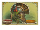 Turkey with Punch and Pumpkin Pie Giclee Print