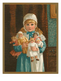 Victorian Girl with Dolls Giclee Print