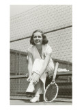Woman Tennis Player Adjusting Stocking Wydruk giclee