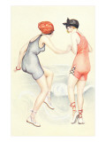 Women in Bathing Costumes Playing Tag Posters