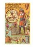 Victorian Girl with Bees and Hives Giclee Print