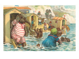 Animals in Bathing Machines Giclee Print
