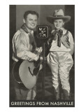 Singing Radio Cowboy with Daughter, Greetings from Nashville Giclee Print