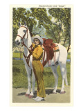 Cowgirl with White Horse Giclee Print