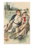 Vintage Tennis Couple - Giclee Baskı