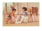 Children with Photograph of Indian Wydruk giclee Children with Photograph of Indian Wydruk giclee