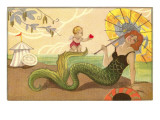 Mermaid with Cupid Giclee Print