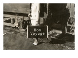 Forties Lady Standing by Train, Bon Voyage Prints