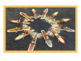 Ladies on Surfboards, Radial Pattern Poster