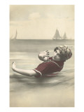 Old Fashioned Woman in Waves Photo