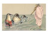 Stork Lecturing Seals Giclee Print