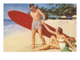 Couple Going Surfing Posters