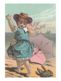 Victorian Girl Alarmed by Crab Posters