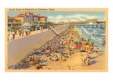 Beach Scene, Galveston, Texas Poster