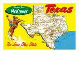 Greetings from McKinney, Texas, Map Prints