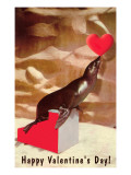 Happy Valentines Day, Seal Balancing Heart Posters