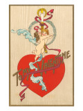 To My Valentine, Cupids with Candle Print